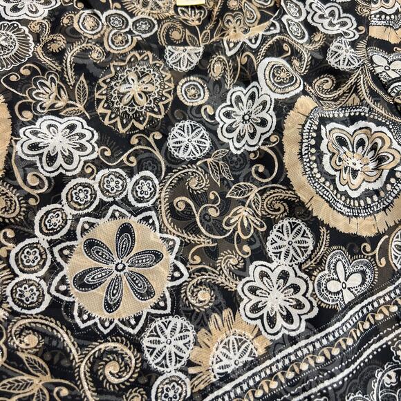 Vintage Y2K Coldwater Creek Mesh Layered Floral Blouse Metallic Round Neck Boho - Picture 3 of 6